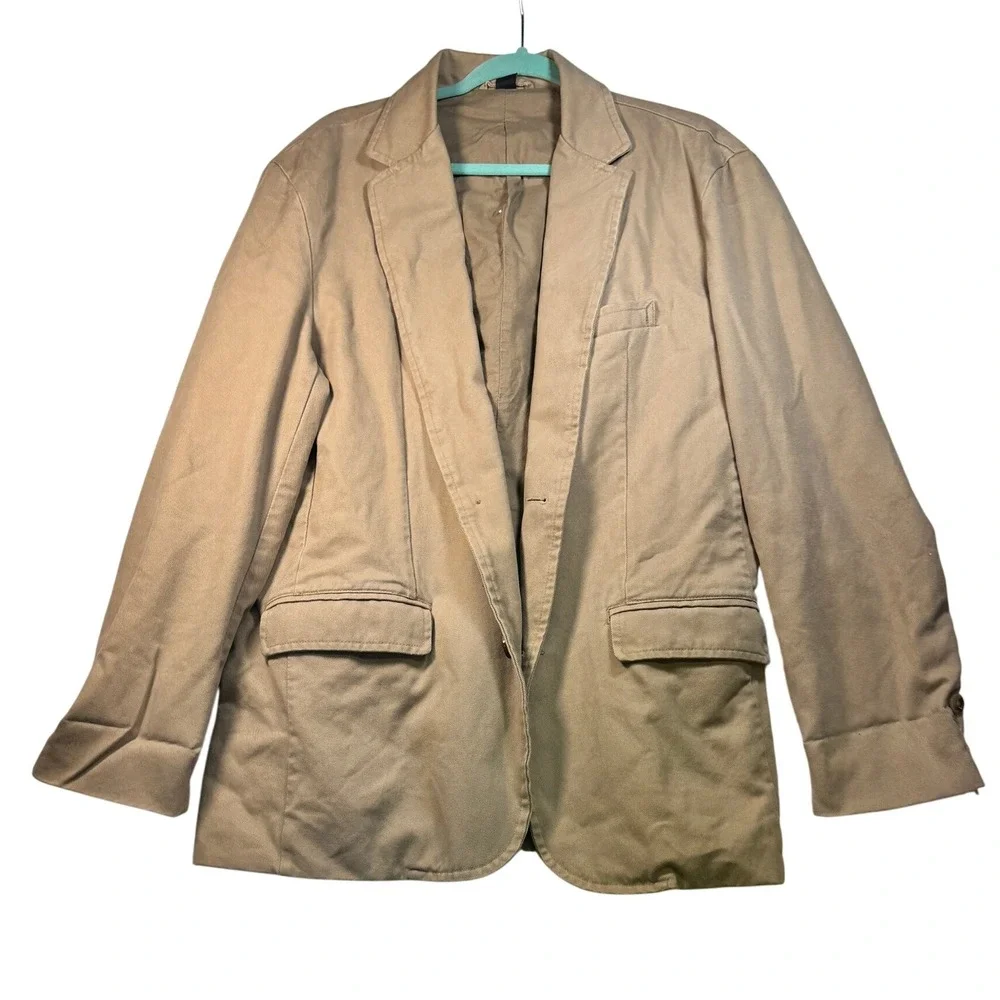 Old Navy Classic Tailored Tan Cotton Blazer Jacket Mens Large Preppy Classic